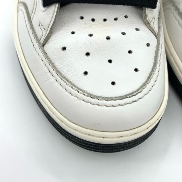 Chanel White Leather Low-Top Sneakers With Black Accents & Logo Detailing - Picture 5 of 8
